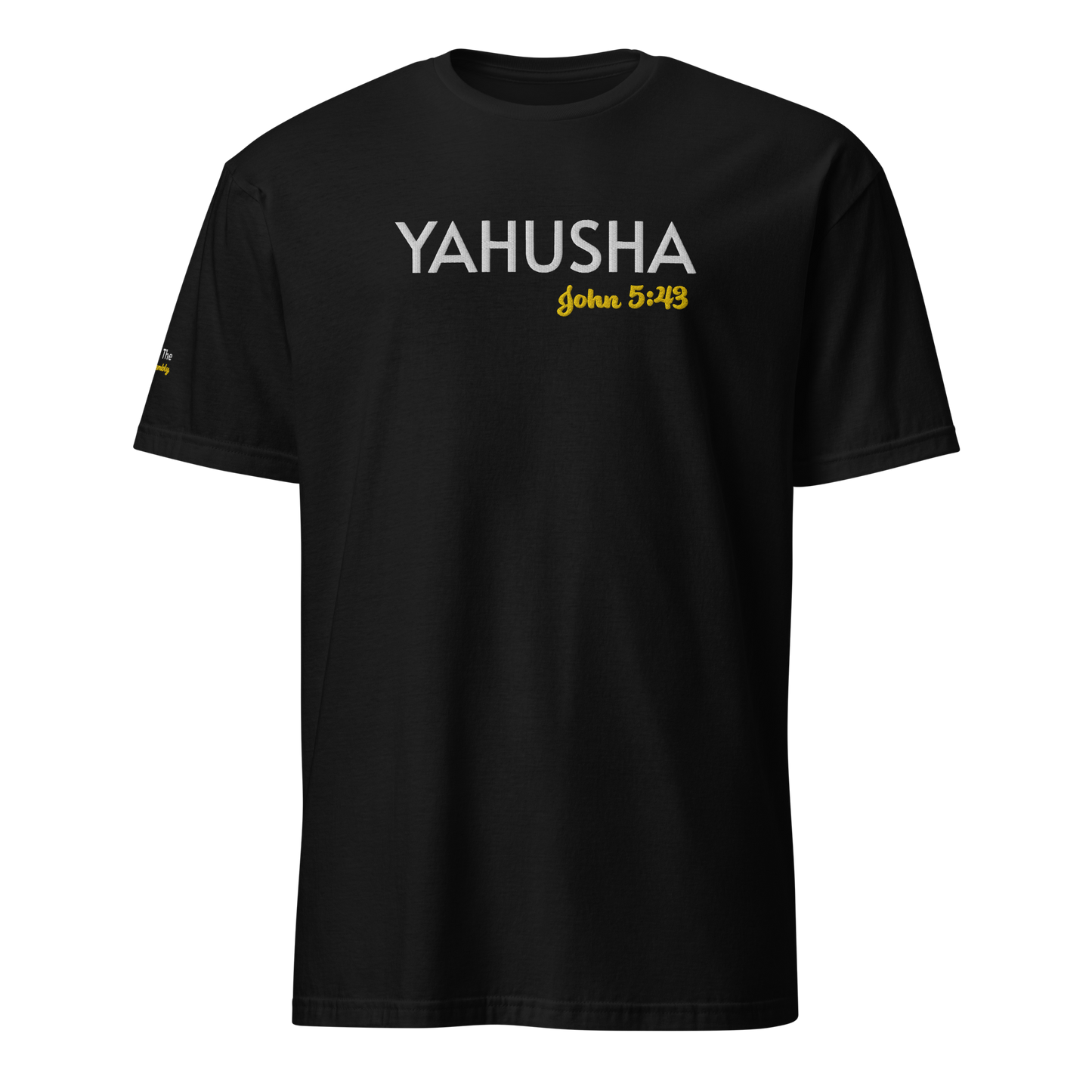 Black/Navy/Dark Heather Unisex Yahusha John 5:43 T-Shirt