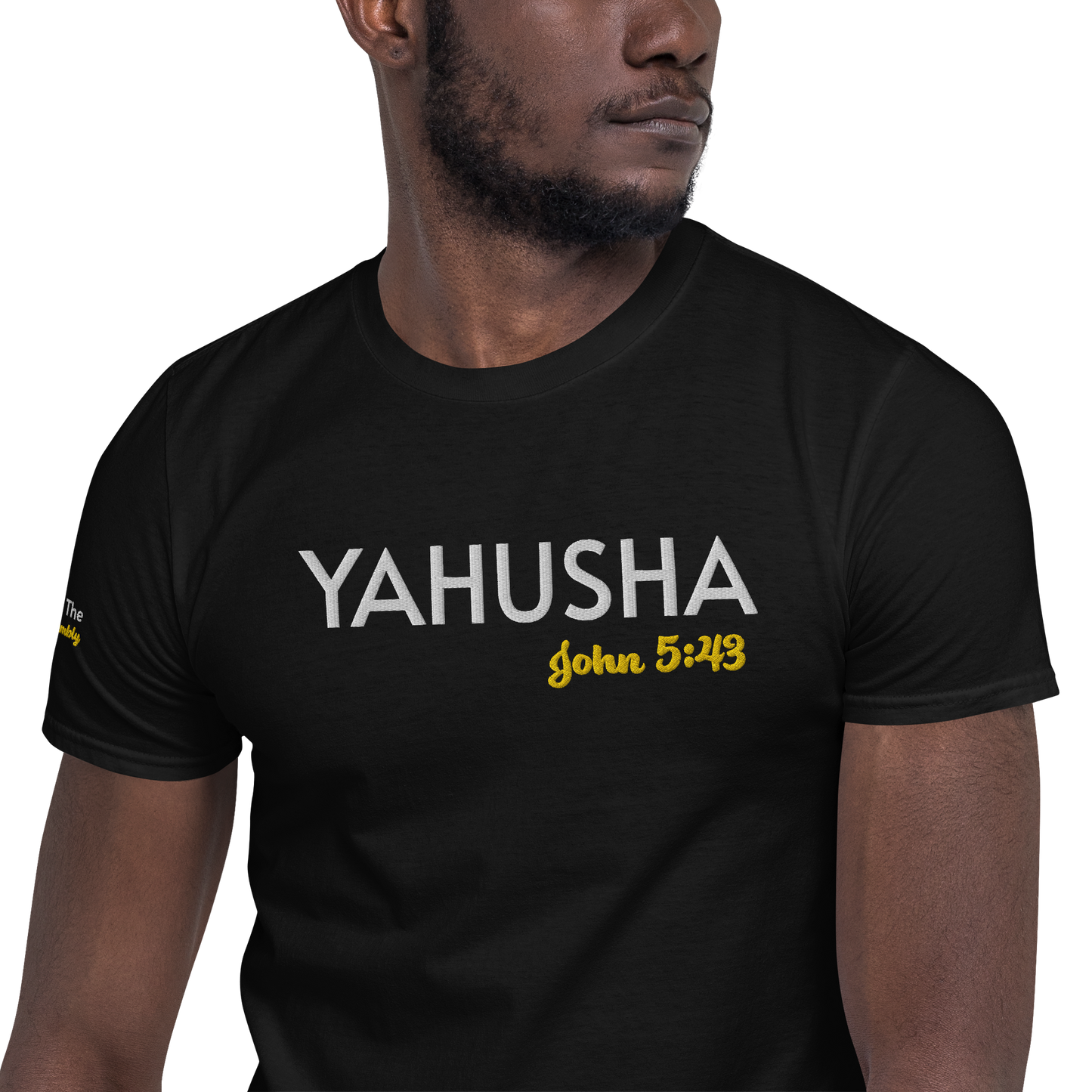 Black/Navy/Dark Heather Unisex Yahusha John 5:43 T-Shirt