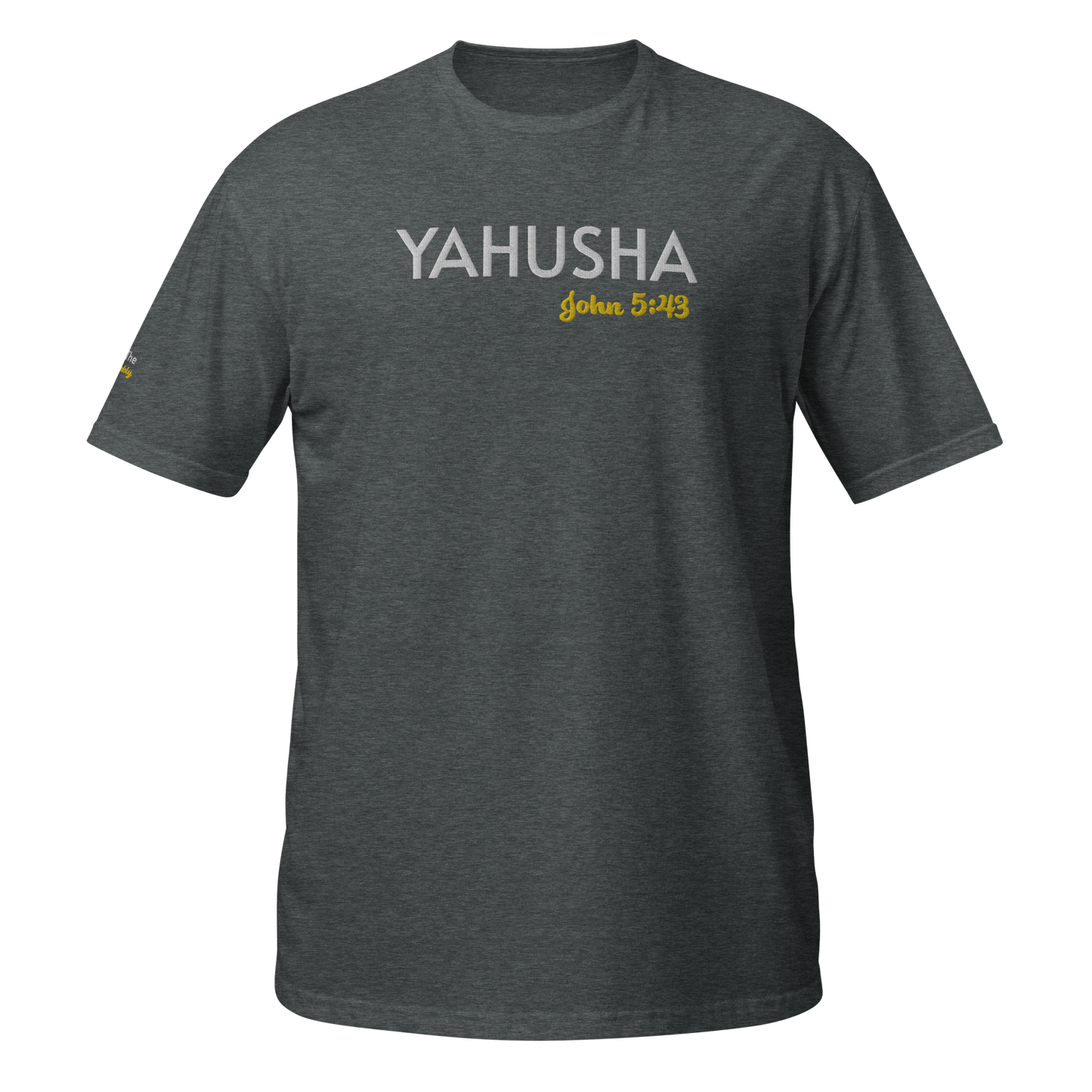 Black/Navy/Dark Heather Unisex Yahusha John 5:43 T-Shirt