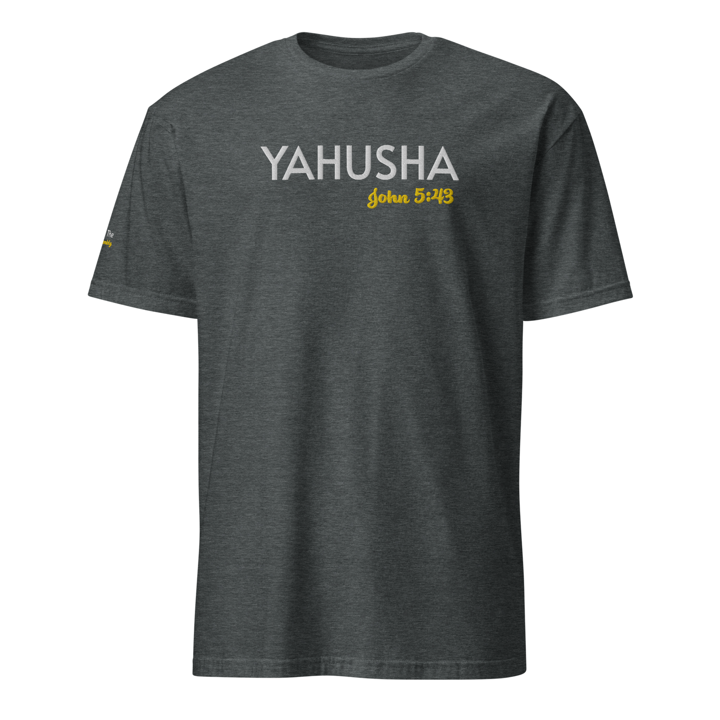 Black/Navy/Dark Heather Unisex Yahusha John 5:43 T-Shirt