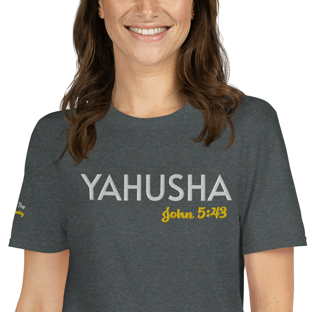 Black/Navy/Dark Heather Unisex Yahusha John 5:43 T-Shirt