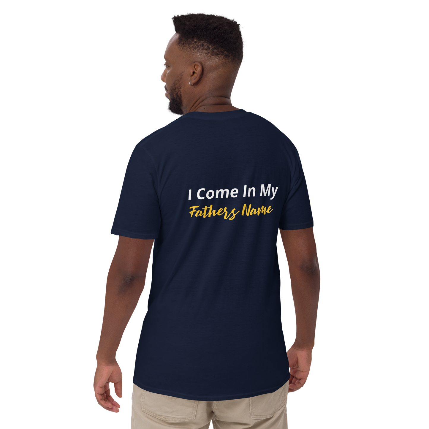 Black/Navy/Dark Heather Unisex Yahusha John 5:43 T-Shirt