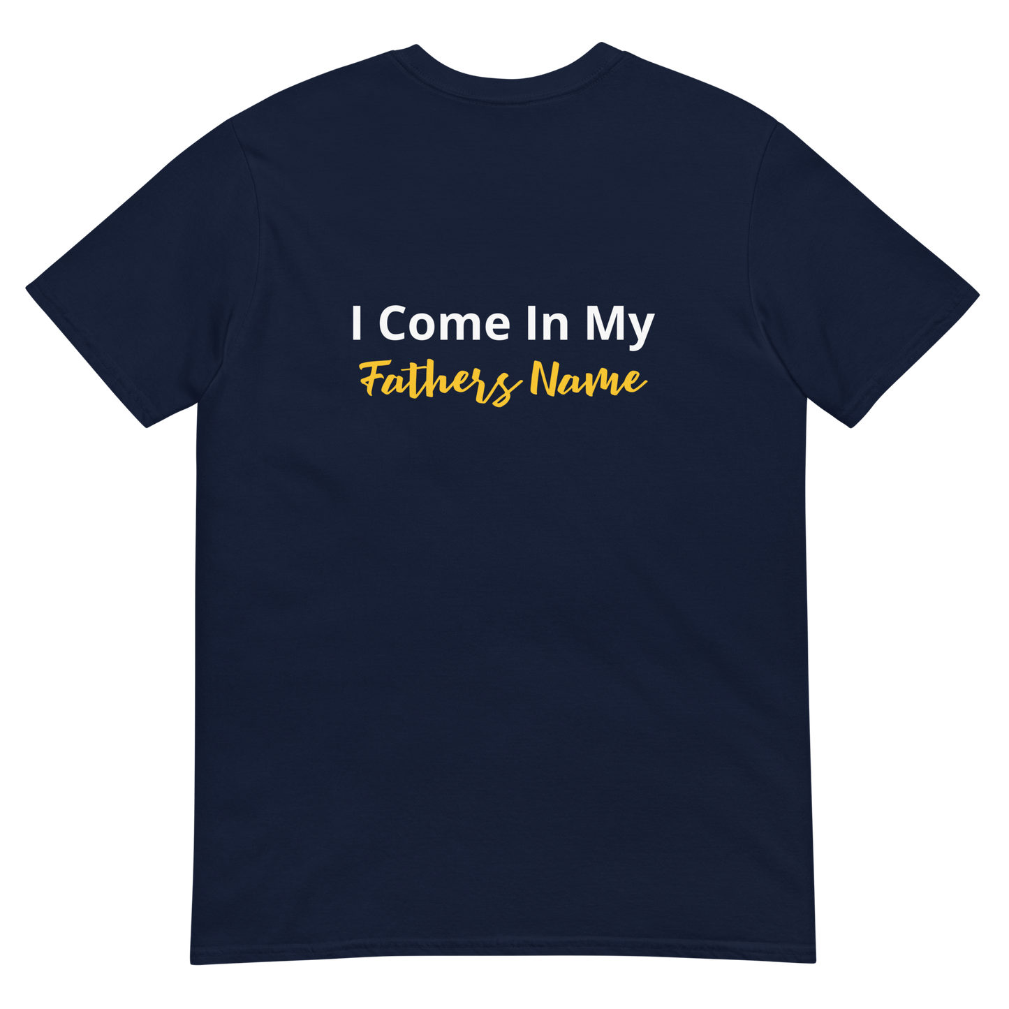 Black/Navy/Dark Heather Unisex Yahusha John 5:43 T-Shirt