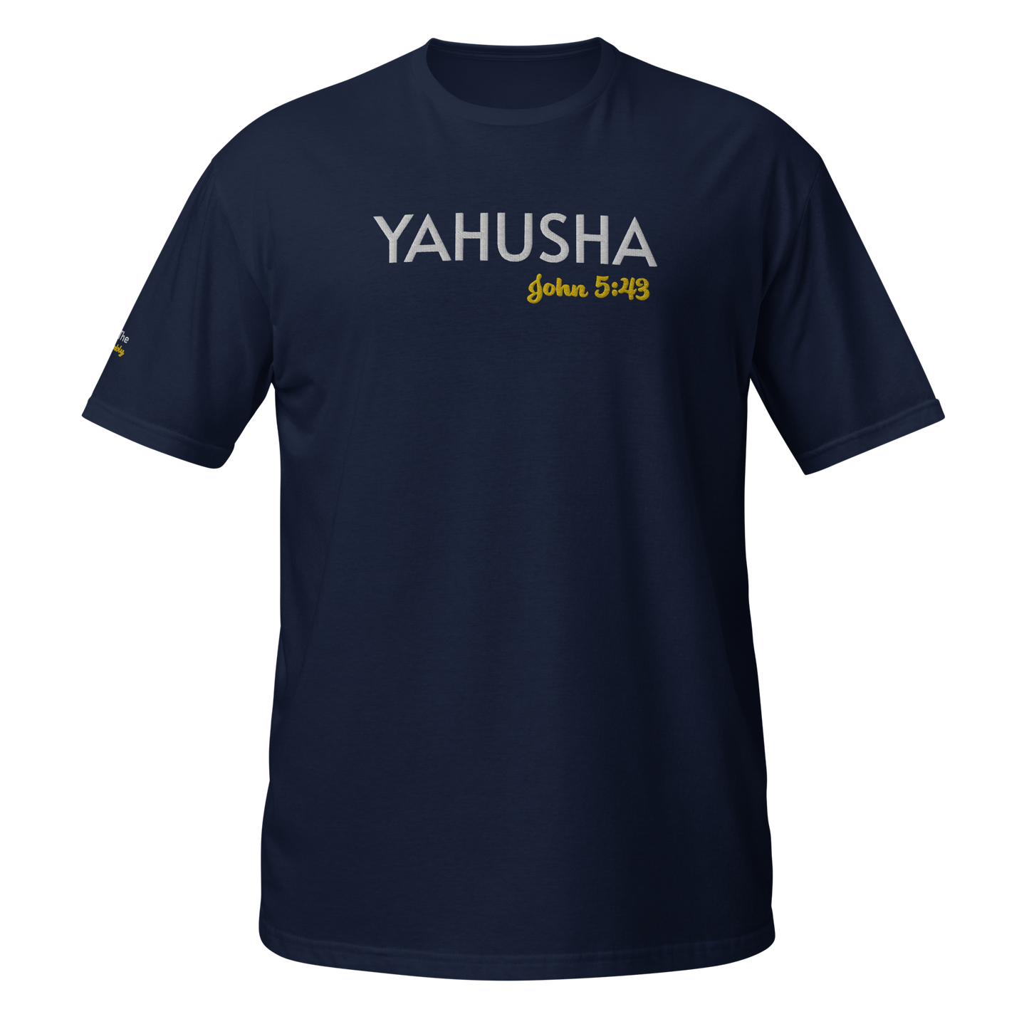 Black/Navy/Dark Heather Unisex Yahusha John 5:43 T-Shirt