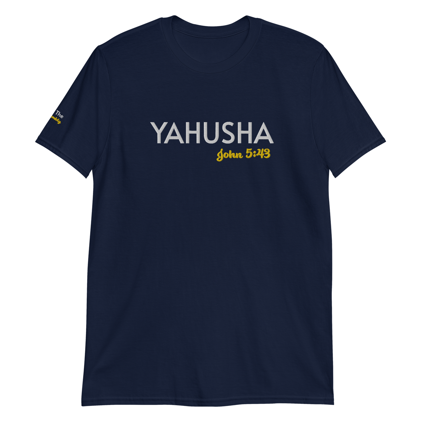 Black/Navy/Dark Heather Unisex Yahusha John 5:43 T-Shirt