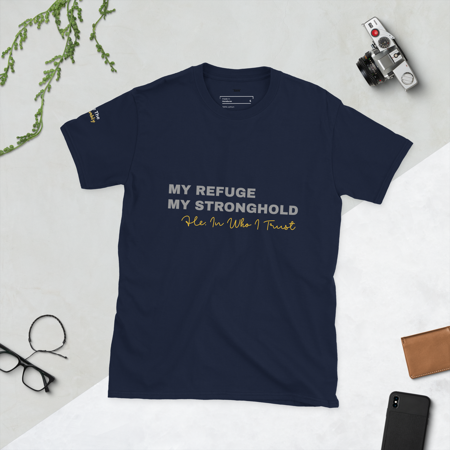 Dark Heather/Navy/Black Unisex Psalms 91:2 T-Shirt